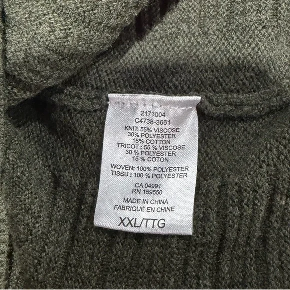 Hilary Radley Women’s Forest Green V-Neck Long Sleeve Knit Textured Sweater - Picture 8 of 11